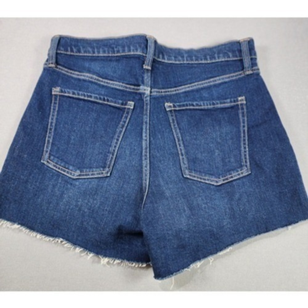 Old Navy Sky Hi A Line Shorts Raw Hem Button Fly Distressed Denim Sz 10 Classic - Picture 2 of 9